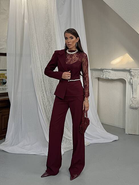 STELLA Dantel Detay Takım 2448 - Bordo - 7