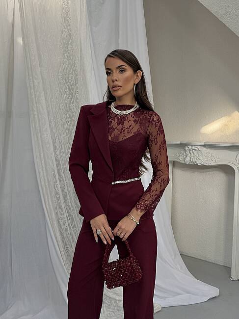 STELLA Dantel Detay Takım 2448 - Bordo - 8