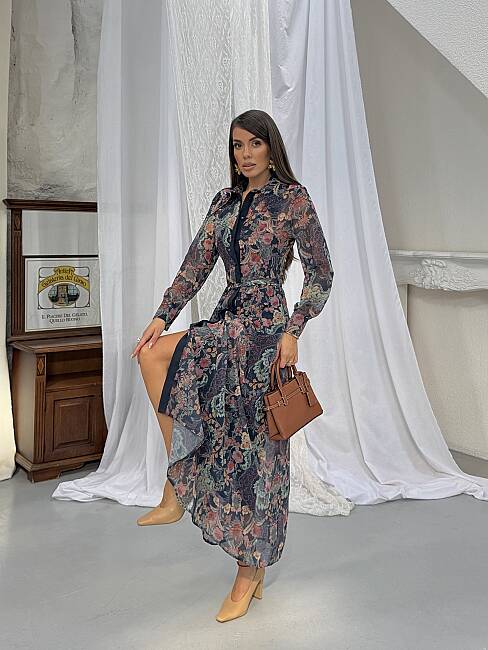 TANYA Maxi Elbise 3191 - Lacivert - 3