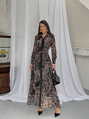 TANYA Maxi Elbise 3191 - Siyah - MAXMOOR