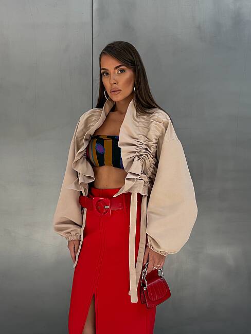 VERA Büzgülü Ceket 5449 - Bej - 1